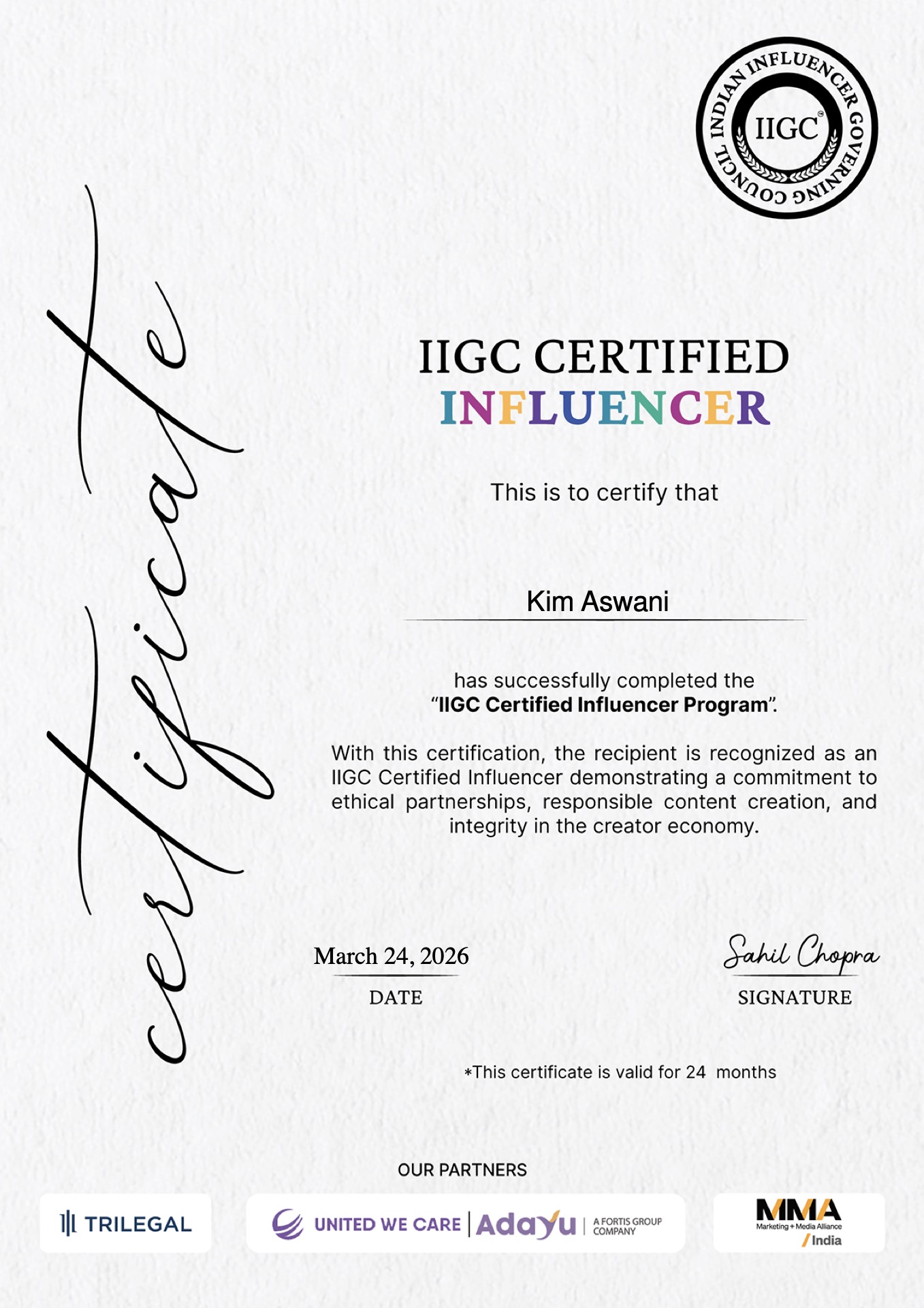 Course Completion Certificate